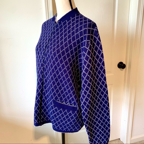 Vintage STURBRIDGE by ROOSEVELT Geometric Print Zippered Cardigan Sweate… - Picture 3 of 14